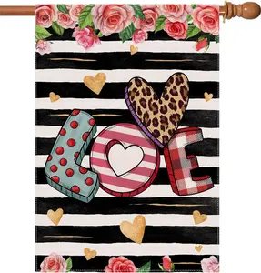 Valentines Day House Flag, Large Valentine Flag, Valentines Day Flags 28 X 40 Double Sided, Decorative Love House Flag Burlap Valentines House Flag, Valentine House Flag for Outside