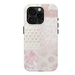 BLUSHING QUILT iPhone Case, Collage Flower Tough Phone Case