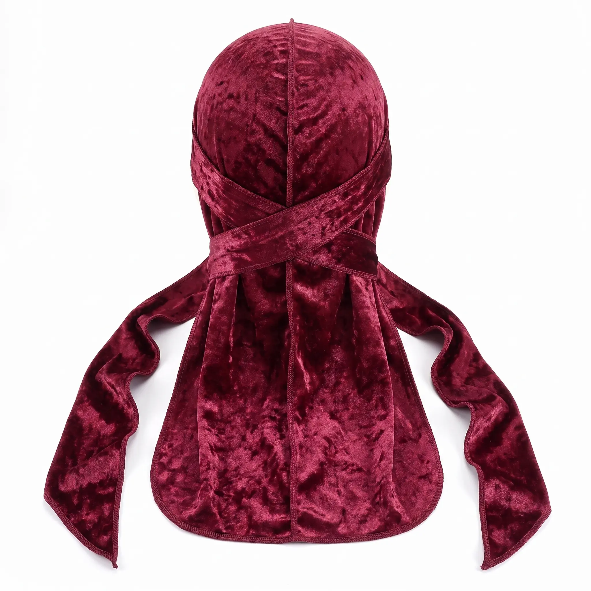 Premium Crushed Velvet Wine Red Durag
