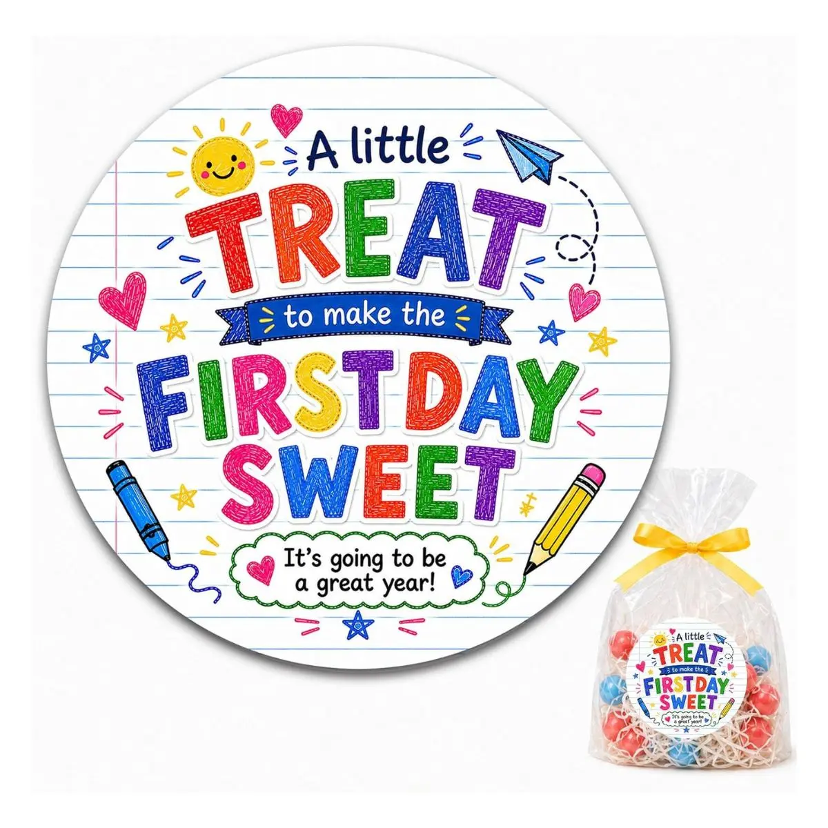 60PCS Back to School Treat Stickers – 2 Inch Round Candy Bag Labels for Classroom Gifts & Party Favors | Back to School
