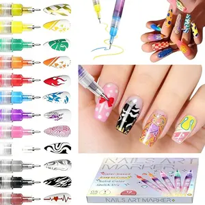 Holiday haul-New Year's gift!12 Color Nail Doodle Pen for DIY Nail Art Quick Drying Acrylic Painting and 3D Dot Embroidery mma acrylic nail & On Nails Quick Drying Dot Stitching Nail Art Pen for Home and Salon, Nail Care Cutics Manicure Polish Cosmetic
