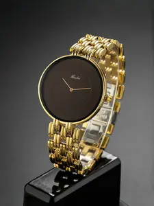 Vintage Round Dial Quartz Watch, Fashionable Wristwatch for Women & Men, Trendy All-match & Exquisite Watch for Birthday Gift with Box