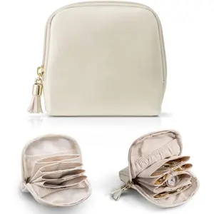 Small  Travel Case  Pouch Bags Pouch with Zipper Soft Mini Leather Organizer Storage Bag for Necklaces Bracelets Earrings for Women Girls