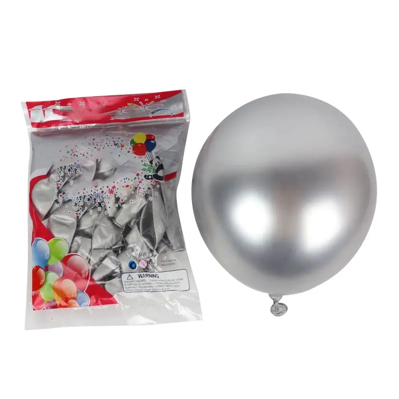 50Pcs 10 inch Thick Latex Metallic Luxury Balloons - Silver Chrome, Specialty Kitchen Utensil for Birthday Party Decor, Balloon Arch Supplies, Metallic Shine