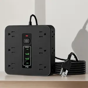 Surge Protector Power Strip, Extension Cord in Multiple Sizes, 12 Outlets & 4 USB + 2 Type-C Ports, US Plug, Lightweight & Travel Friendly, Dorm Room Essentials, Universal Multi Plug