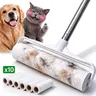 Tearable Disposable Lint Roller with 10 Refill Rolls, Strong Sticky Pet Hair Remover Deshedding Tool, Easy-Tear Sheets, Adjustable Extendable Handle for Floor Cleaning, With Handle