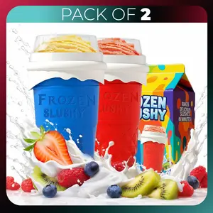 Frozen Slushie Maker Cups with Lids - Pack of 2 for Refreshing Slushies at Home - Convenient & Easy to Use - Perfect for Parties or Personal Use