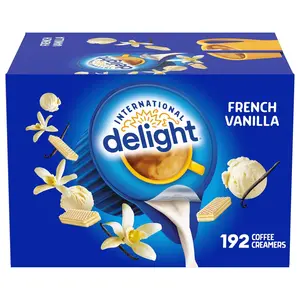 International Delight, French Vanilla, Single-Serve Coffee Creamers, 192 Count (Pack of 1), Shelf Stable Non-Dairy Flavored Coffee Creamer, Great for Home Use, Offices, Parties or Group Events