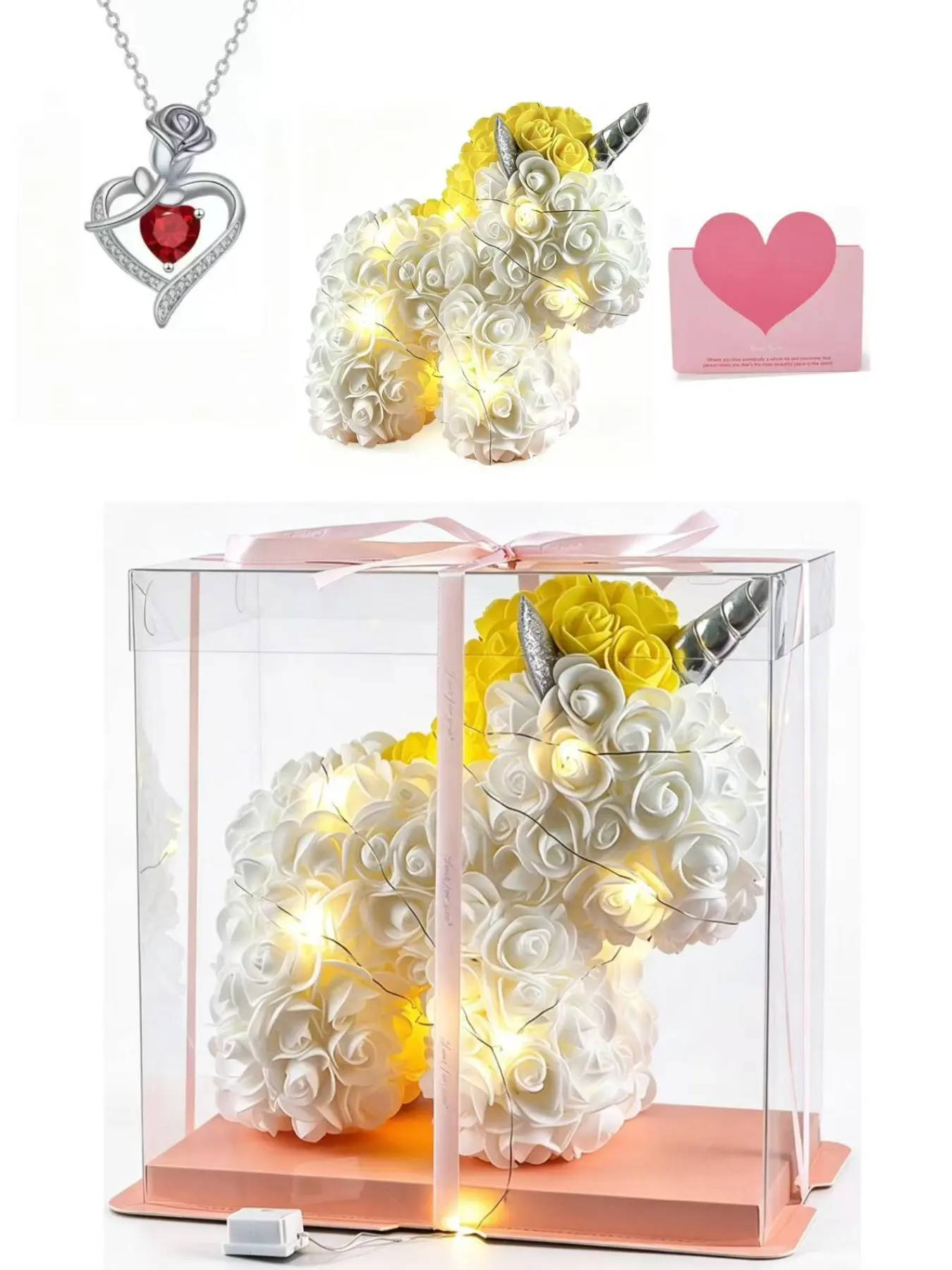 Handmade Rose Unicorn Gift Box, Perfect for Mother's Day, Valentine's Day, Anniversary, Birthday, Gifts for Mom, Girlfriend, Best Friend, Heart Gift