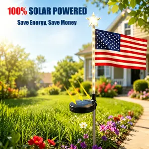 2/4/6/8-Pack Solar American Flag Star Stake Lights, Individual Solar Panel, IP65 Waterproof Red White Blue LED Lights, Outdoor Decor for 4th of July, Independence Day, Memorial Day flag solar light