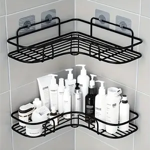 Corner Shelf Bathroom Storage Rack, No-Drill Metal Organizer, Space-Saving Rack for Bathrooms, Kitchens and Dorms, Wall-Mounted Toilet Cabinet