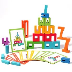 Wooden Number Puzzle Toy, 1 Set Including 20pcs Colorful Number Counting Blocks & 15 Cards, Math Learning Toy for Birthday Gifts