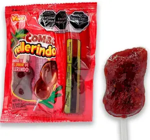 Vero Rellerindo Combo 10-Pieces Pack - 10 Tamarind Flavor Mexican Candy Lollipops with Sauce Snack Sweet Set - 45g Tangy Tamarind Taste Corn Syrup Shell Chilli