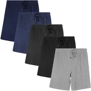 Men's Lounge Shorts| Drawstring & Pockets Cotton PJ-Sleep Short Bottoms| Multi Packs