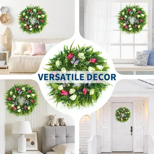 OUTGOODS 18 Inch Spring Wreaths for Front Door, Artificial Summer  Sunflower Wreath with Buffalo Check Bow, Faux Greenery Wreath for Farmhouse Porch Window Wall Home Decor