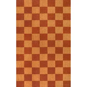 Porter Classic Farmhouse Checkered Coir Area Rug