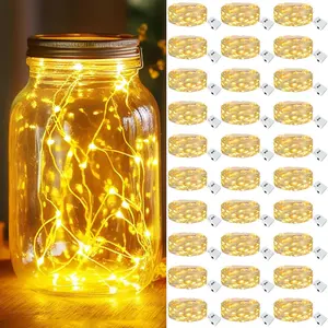 Happy Halloween's Day Halloween Decorations 12 Pack Fairy Lights Battery Operated [3 Modes], 7ft 20 Led Twinkle Lights String Lights Waterproof Small Mini Silver Wire for Mason jars Vases Wedding Table Centerpiece, Anniversary, Ceremony, Party, Brithday