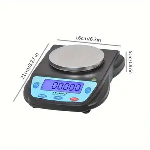 1pc SF-400D High Precision Digital Laboratory Balance Scale, 0.01g Accuracy, LCD Display, Battery Powered, Non-Rechargeable, for Food Handling, Office, Laboratory Use - ABS Material, AA Battery Operated Black