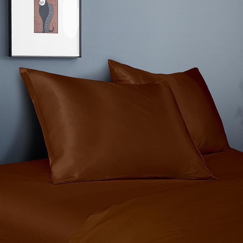 2 Pack Silk Satin Pillowcases for Hair and Skin Silky Soft Luxurious Bedding Pillow Cases with Envelope Closure Solid Red Color