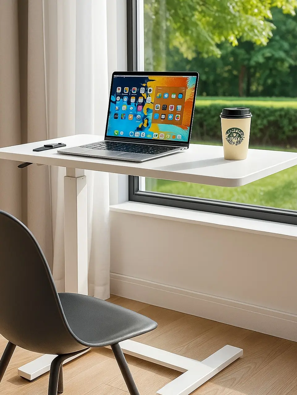 Premium Adjustable Standing Desk - Smooth Height Adjustment, Ergonomic Design, Modern Aesthetic, Durable Build for Home Office & Remote Workers