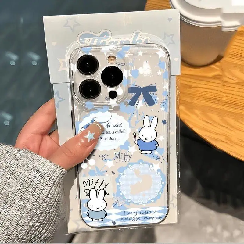 Cute magic Miffy Cartoon lovely bow star Miffy Phone Case For iPhone 11 12 13 14 15 16 17 Pro Max Korea popular rabbit Cover﻿﻿﻿