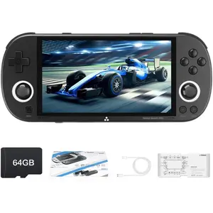 Trimui Smart Pro Game Console 4.96-Inches 720x1280 IPS Screen Built-in 64G TF Card Video Gaming Consoles 5000mAh Lithium Battery Supports Multiple Simulators Casual Game Console-Black