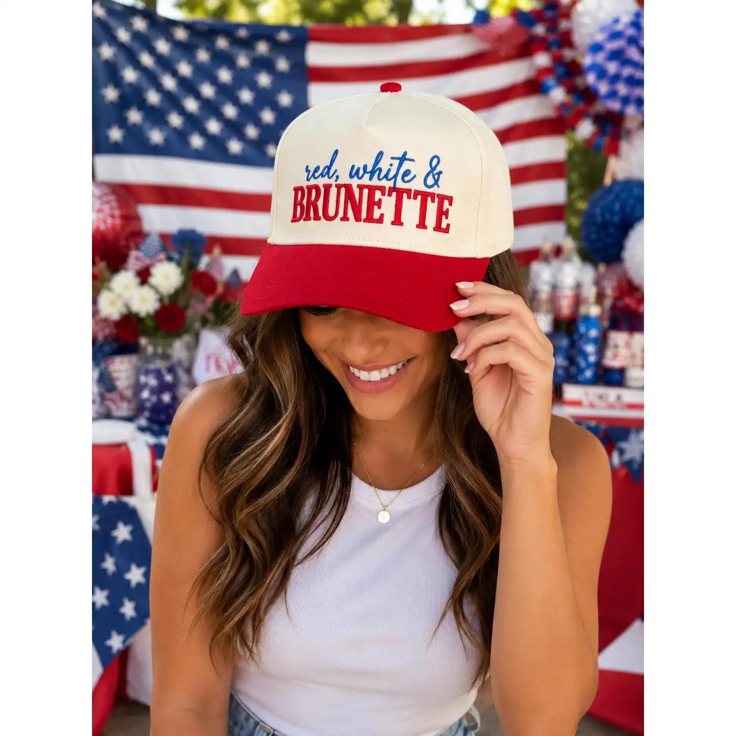 Embroidered Red, White & Blonde Trucker Hat - Adjustable Patriotic USA Cap for 4th Of July, Memorial Day, Labor Day & Everyday Casual Wear, Durable