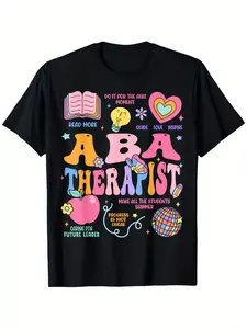 Funny ABA Therapist Female Retro Behavior Analysis Therapist T-Shirt, Fashion Short Sleeve Comfortable Joker Summer T-Shirt, long-lasting wear, summer essential, quick-dry performance, for students, relaxed style