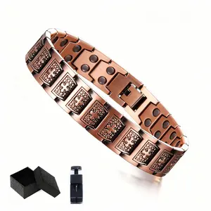1pc Alloy Magnetic Bracelet with Vintage Cross Engraving - Adjustable Magnetic Bracelet for Men & Women, Ideal for Daily Wear & Gifting, Magnetic Jewelry, Daily Wear Accessory, Elegant Accessory, Durable Accessory Comes With Gift Box And Adjustment Tools
