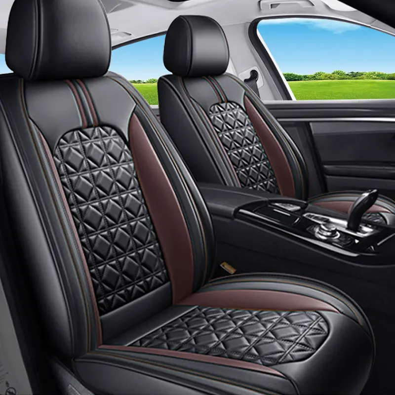 Car Seat Cover Full Set 5 Seats/2 Front Seats Leather For Ford F150 F250 F350 Crew Cab Pickup,Waterproof Front Rear Seat Covers Protector Pad