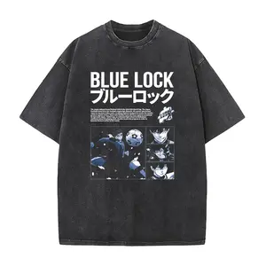 BLUE LOCK Manga Tshirt Isagi Yoichi Print T Shirt Men Women Wash Cotton Tee Top Summer Short Sleeve Loose T-shirt Clothing