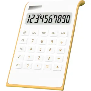 Calculator, 10 Digits Solar  Basic, Dual  Desktop Calculator, Tilted LCD Display, Inclined Design Slim Desk Calculator by  (White)