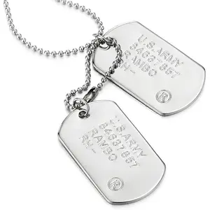 Classic Two-counts Mens Military Army Dog Tag Pendant Necklace with Ball Chain