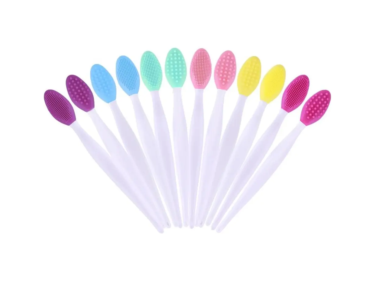 12 Pcs 2-in-1 Silicone Exfoliating Brush for Lips & Face, Gentle Scrubber for Blackhead Removal & Smoother Skin, Facial Care Tools for All Skin Types