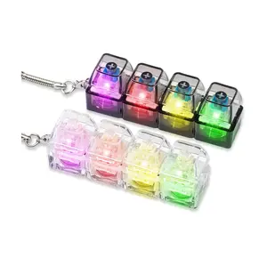 2Pcs Keyboard Fidget Toy for Adults Clicker Keyboard Light Up, Creamy & Clicky Keyboard Fidget Keychain Adults Keyboard Clicker Sensory Toys for Anxiety Stress Relief, White