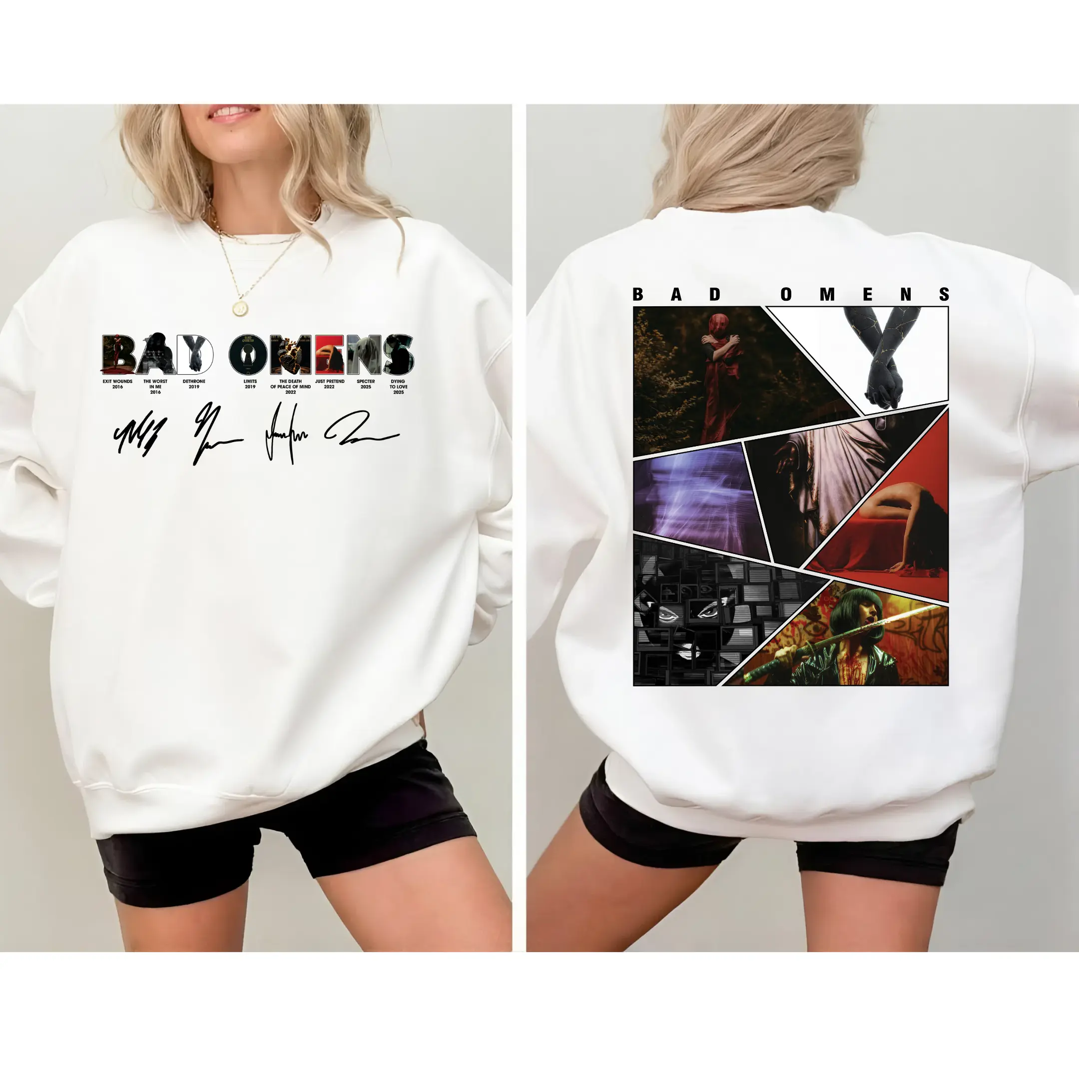 B.Omens Metalcore Album Collage T-Shirt, Dark Alternative Rock Graphic Tee, Full Sizes, Full Colors, For Men, For Women Pullover
