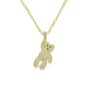 "Twinkle Bear" Pendant - Gold Chain with Bear Design and Sparkling AccentsGift