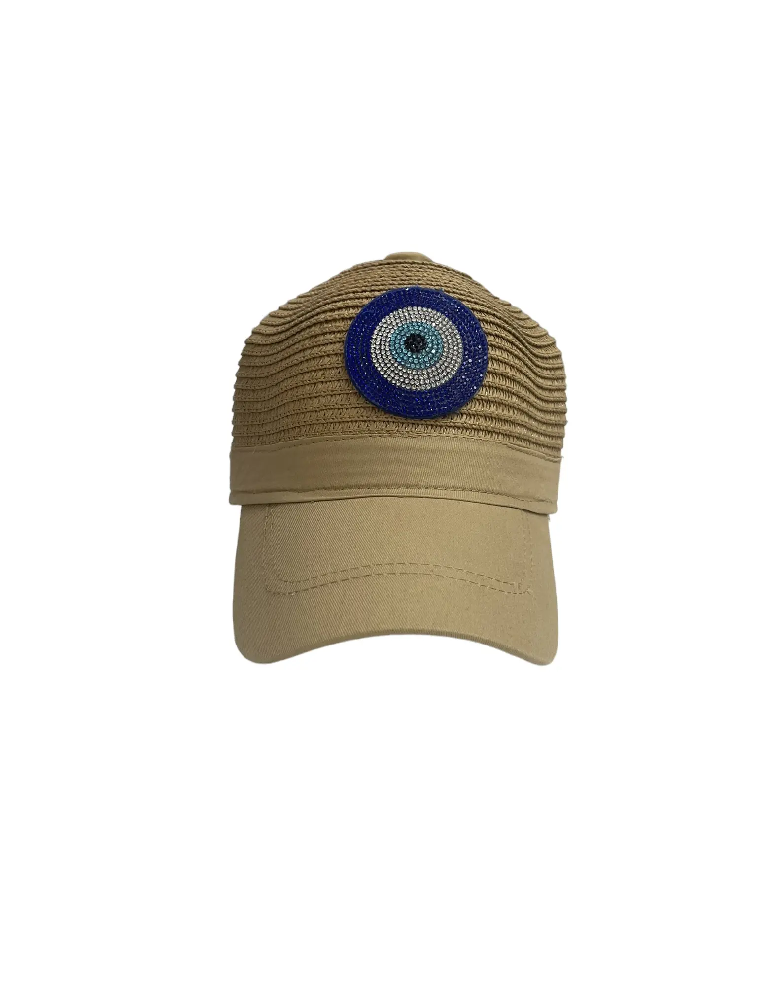 Beige Evil Eye Baseball Cap Beige Evil Eye Baseball Cap