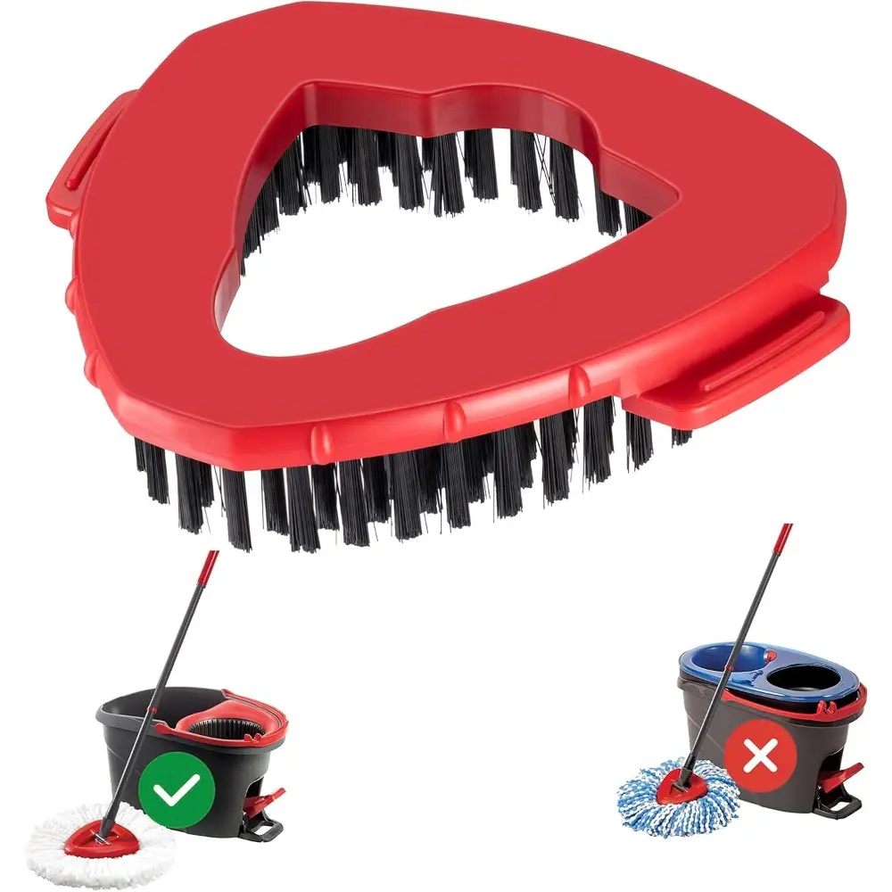 Sturdy EasyWring Spin Mop Replacement Head for 1-Tank System - Rotating Triangle Microfiber Scrub Brush with PP Stiff Bristles for Bathroom, Kitchen, Patio