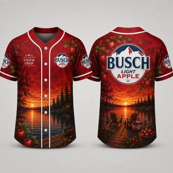Busch Bapple Light Sunset Lake Baseball Jersey Beer Lover Summer Shirt