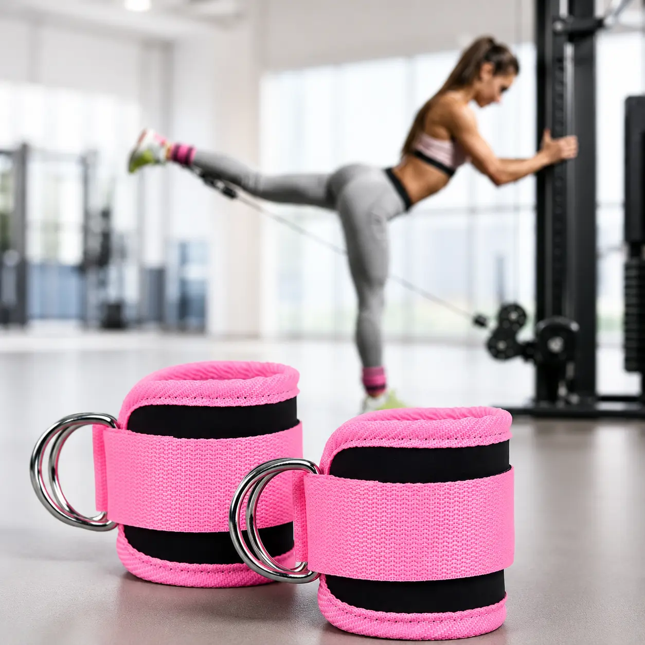 【Deals For You Days】2Pcs Adjustable Ankle Straps for Glute Kickbacks, Double D-Ring Ankle Cuffs for Cable MachineBooty Leg Hip Training Gym Workout