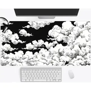 1pc Ultra-Smooth Japanese Cloud Large Gaming Mouse Pad - Non-Slip, Waterproof Rubber Base with Stitched Edges