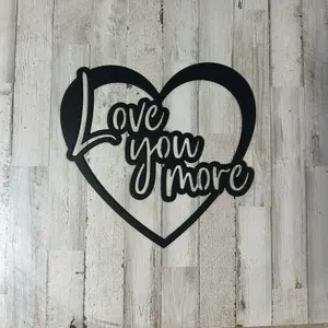 “Love You More” Heart Metal Wall Art – 14-Gauge Powder-Coated Steel Valentine’s Gift