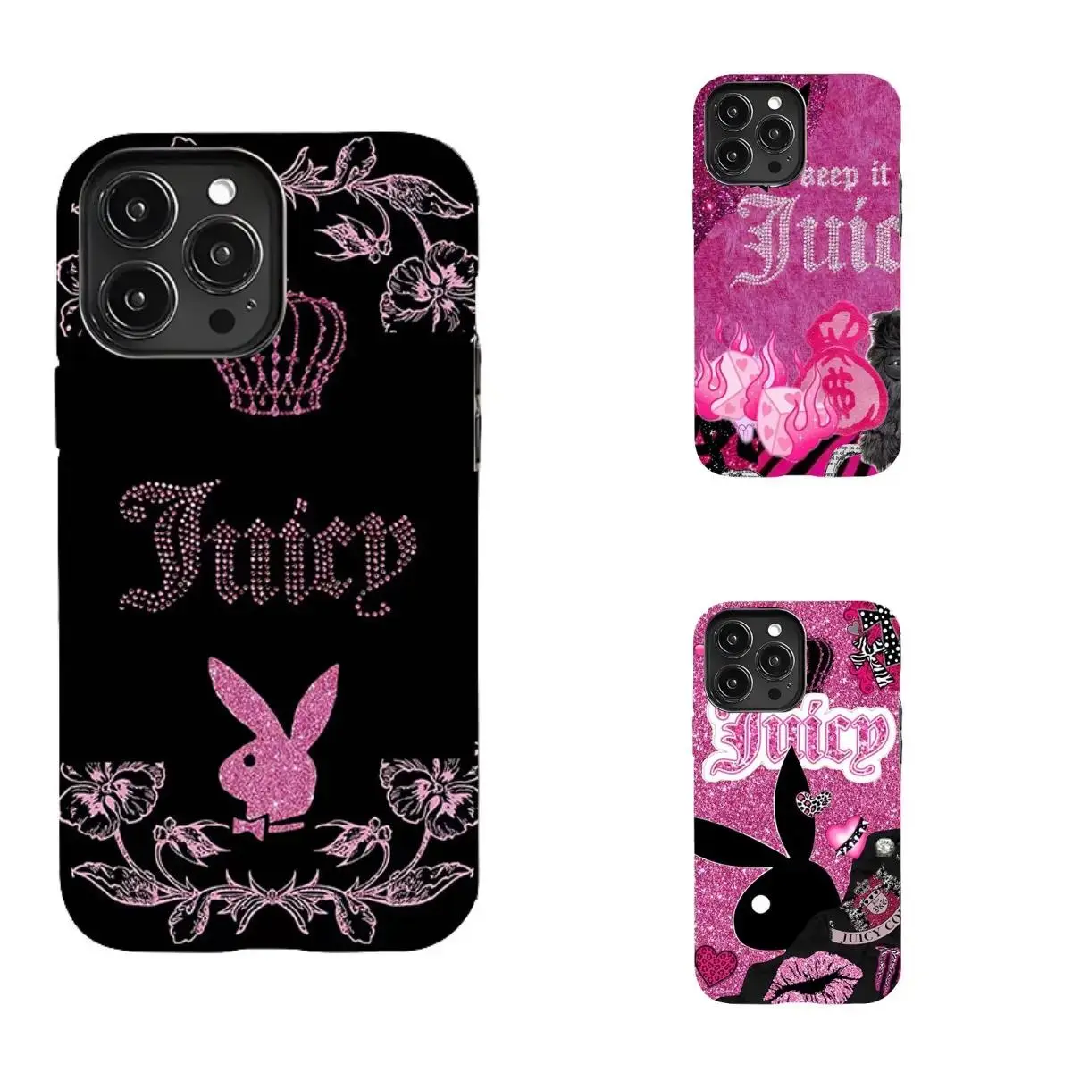 Juicy Couture Rabbit/Leopard Print Phone Case Shell - Durable Skin-Friendly Wireless Accessory for iPhone 17/16/15/14/13/12/11, Samsung Galaxy S21-S25, with Drop Protection, Accessories