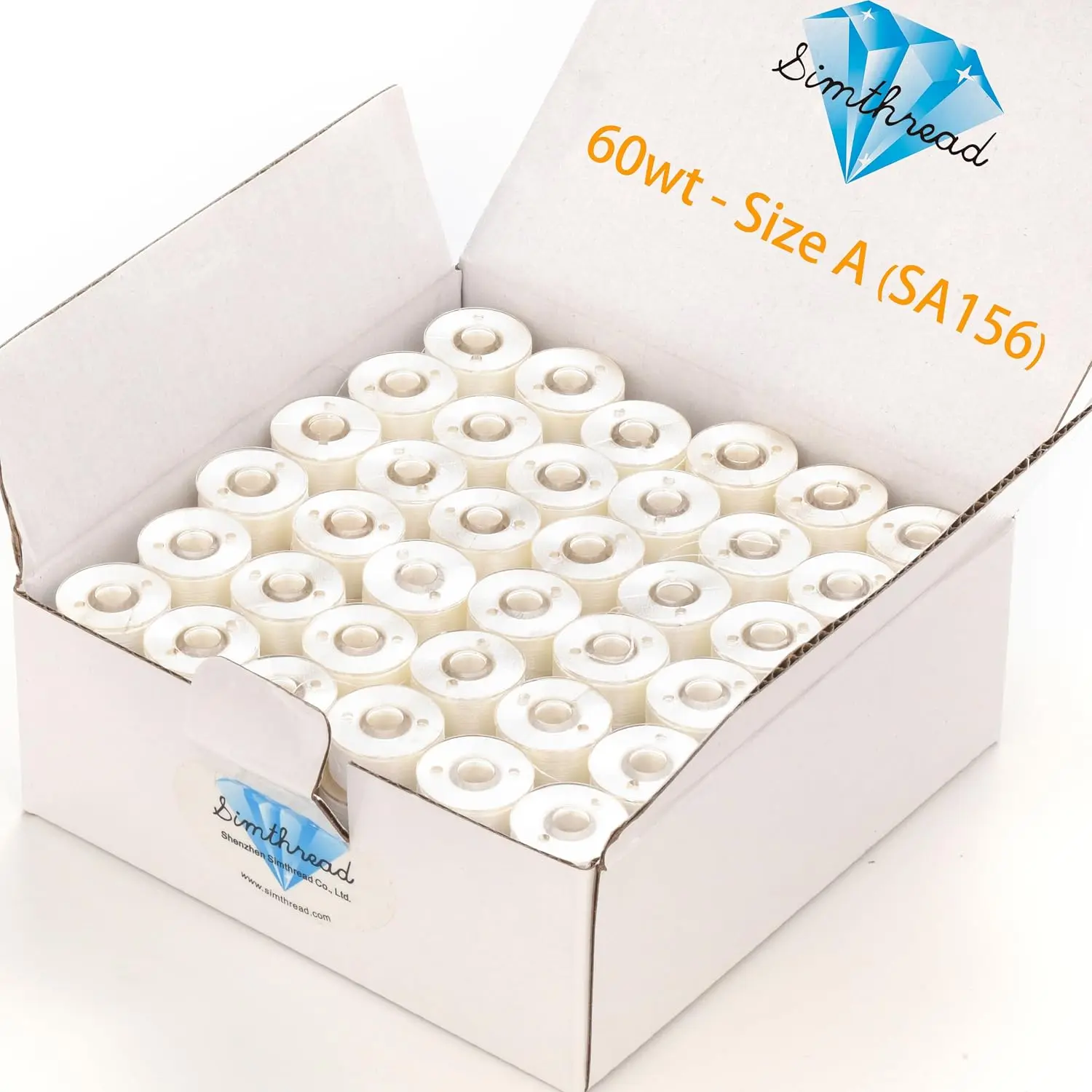 Simthread Polyester High Tenacity Filament Yarn Prewound Bobbins - 60WT Size A Embroidery Sewing Accessories and Supplies, 144-Pack No-Winding for Husqvarna Viking, Pfaff Commercial Machines (25pcs Size A White Option Available)