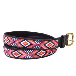 Handmade Kenyan Beaded Belt- Brenda Pink