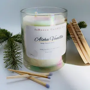 Aloha Vanilla| scented Candles| Soy & Coconut wax Blend | Eco Friendly |8.0 oz| Freshener| Aroma| Decor