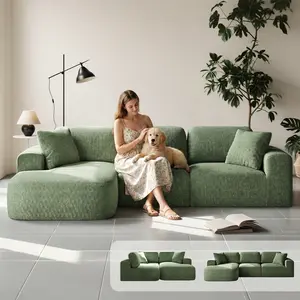 [Summervibes] Boneless Sectional Couch 107'' Modular L-Shaped Boneless Couch Modern Woven Textured Sectional Couch with Chaise Convertible Design No Assembly Required Perfect for Living Room Spring Home Decor Family Gift
