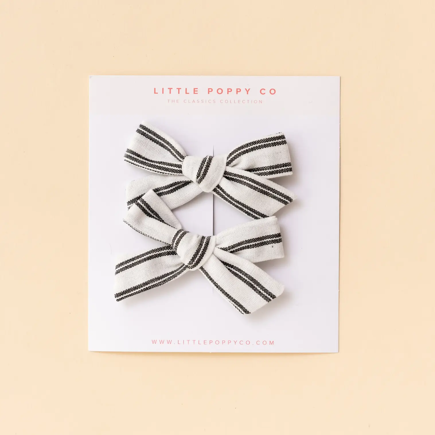 Black Striped Pigtail Bow Clip