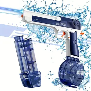 Powerful rechargeable battery poweredautomatic continuous squirt gun for adults andchildren |remote 32-foot sprinkler system, Superlarge double-capacity drum, the best summerpool gift toy-blue